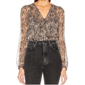 NWOT Veronica Beard Lowell Snake Print Silk Blouse
